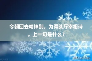 今朝回去精神别，为得头厅宰相诗。上一句是什么？