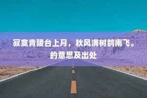 寂寞青陵台上月，秋风满树鹊南飞。的意思及出处