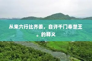从来六行比齐姜，自许千门奉楚王。的释义