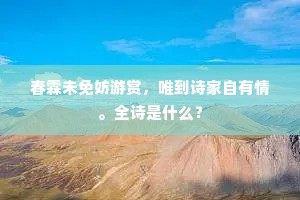 春霖未免妨游赏，唯到诗家自有情。全诗是什么？