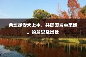 两地尽修天上事，共瞻銮驾重来巡。的意思及出处