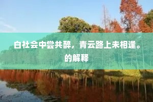 白社会中尝共醉，青云路上未相逢。的解释
