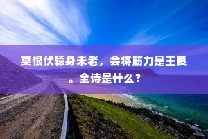 莫恨伏辕身未老，会将筋力是王良。全诗是什么？