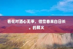看花对酒心无事，倍觉春来白日长。的释义