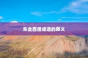 东走西撞成语的释义