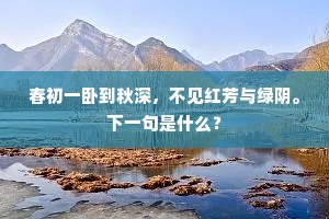 春初一卧到秋深，不见红芳与绿阴。下一句是什么？