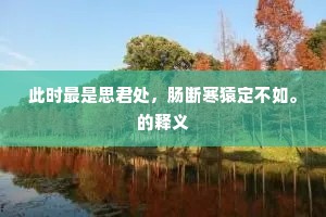 此时最是思君处，肠断寒猿定不如。的释义