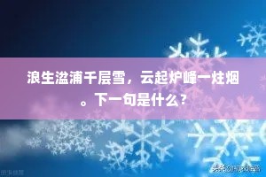 浪生湓浦千层雪，云起炉峰一炷烟。下一句是什么？