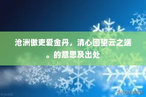 沧洲傲吏爱金丹，清心回望云之端。的意思及出处