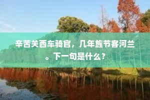 辛苦关西车骑官，几年旌节客河兰。下一句是什么？