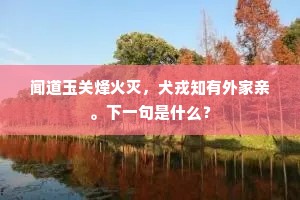 闻道玉关烽火灭，犬戎知有外家亲。下一句是什么？