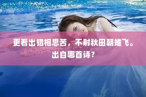 更看出猎相思苦，不射秋田朝雉飞。出自哪首诗？