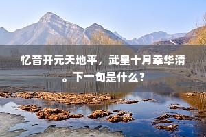 忆昔开元天地平，武皇十月幸华清。下一句是什么？