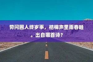 劳问圃人终岁事，桔槔声里雨春畦。出自哪首诗？