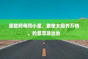愿陪阿母同小星，敢使太阳齐万物。的意思及出处