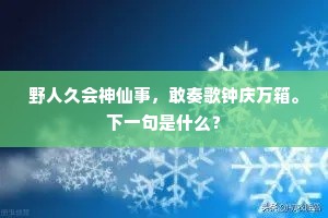 野人久会神仙事，敢奏歌钟庆万箱。下一句是什么？