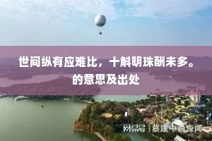世间纵有应难比，十斛明珠酬未多。的意思及出处
