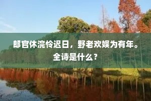 郎官休浣怜迟日，野老欢娱为有年。全诗是什么？
