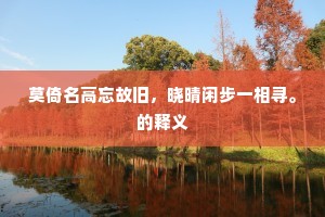 莫倚名高忘故旧，晓晴闲步一相寻。的释义