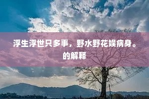 浮生浮世只多事，野水野花娱病身。的解释