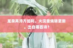 龙泉再淬方知利，火浣重烧转更新。出自哪首诗？