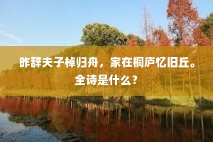 昨辞夫子棹归舟，家在桐庐忆旧丘。全诗是什么？