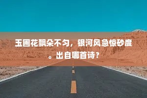 玉圃花飘朵不匀，银河风急惊砂度。出自哪首诗？