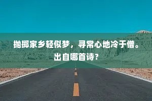 抛掷家乡轻似梦，寻常心地冷于僧。出自哪首诗？
