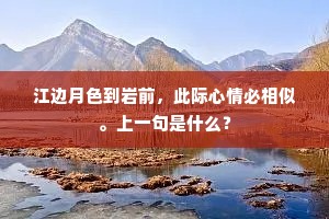 江边月色到岩前，此际心情必相似。上一句是什么？