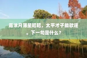 霜浓月薄星昭昭，太平才子能歌谣。下一句是什么？
