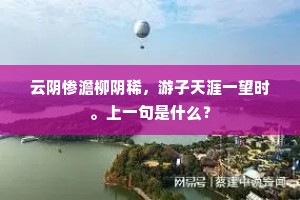 云阴惨澹柳阴稀，游子天涯一望时。上一句是什么？