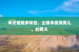 未达谁能多叹息，尘埃争损得男儿。的释义