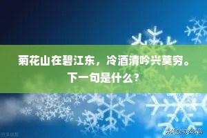 菊花山在碧江东，冷酒清吟兴莫穷。下一句是什么？