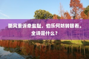 嘶风重诉牵盐耻，伯乐何妨转眼看。全诗是什么？