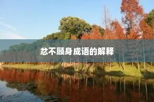 忿不顾身成语的解释