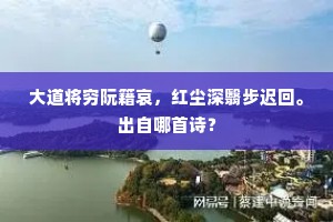 大道将穷阮籍哀，红尘深翳步迟回。出自哪首诗？
