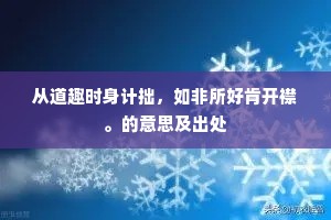 从道趣时身计拙，如非所好肯开襟。的意思及出处