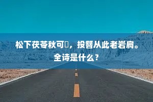 松下茯苓秋可斸，投簪从此老岩扃。全诗是什么？