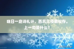 晓日一庭诗礼计，西风三径菊松存。上一句是什么？