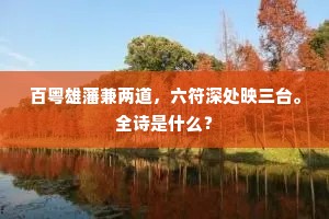 百粤雄藩兼两道，六符深处映三台。全诗是什么？