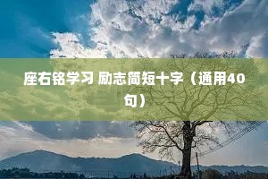 座右铭学习 励志简短十字（通用40句）