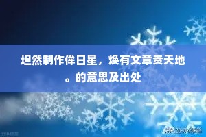 坦然制作侔日星，焕有文章贲天地。的意思及出处