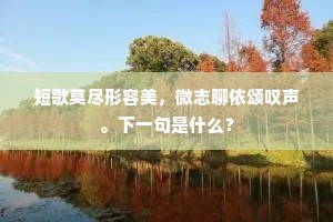 短歌莫尽形容美，微志聊依颂叹声。下一句是什么？