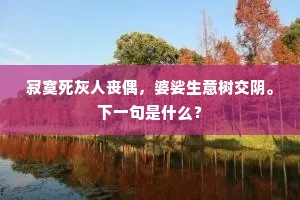 寂寞死灰人丧偶，婆娑生意树交阴。下一句是什么？