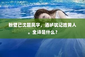 粉壁已沈题凤字，酒垆犹记姓黄人。全诗是什么？