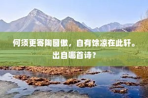 何须更寄陶窗傲，自有馀凉在此轩。出自哪首诗？
