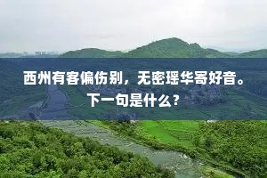 西州有客偏伤别，无密瑶华寄好音。下一句是什么？