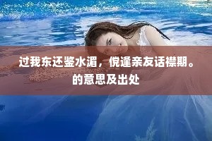 过我东还鉴水湄，傥逢亲友话襟期。的意思及出处
