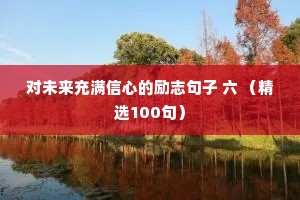对未来充满信心的励志句子 六 （精选100句）