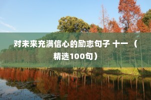 对未来充满信心的励志句子 十一 （精选100句）